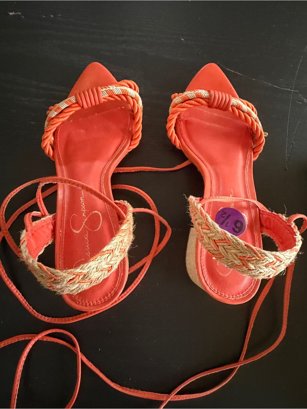 Sergio Rossi Orange Braided Rope-Tie Slingback Heels - Picture 2 of 3